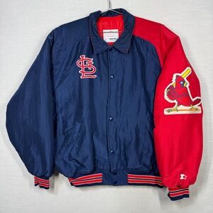 Vintage Starter St Louis Cardinals Jacket Men L Blue Red Insulated USA
